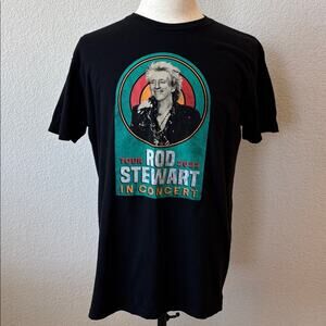 Rod Stewart Concert T-Shirt Black Band Graphic Music Vintage Inspired Size Large